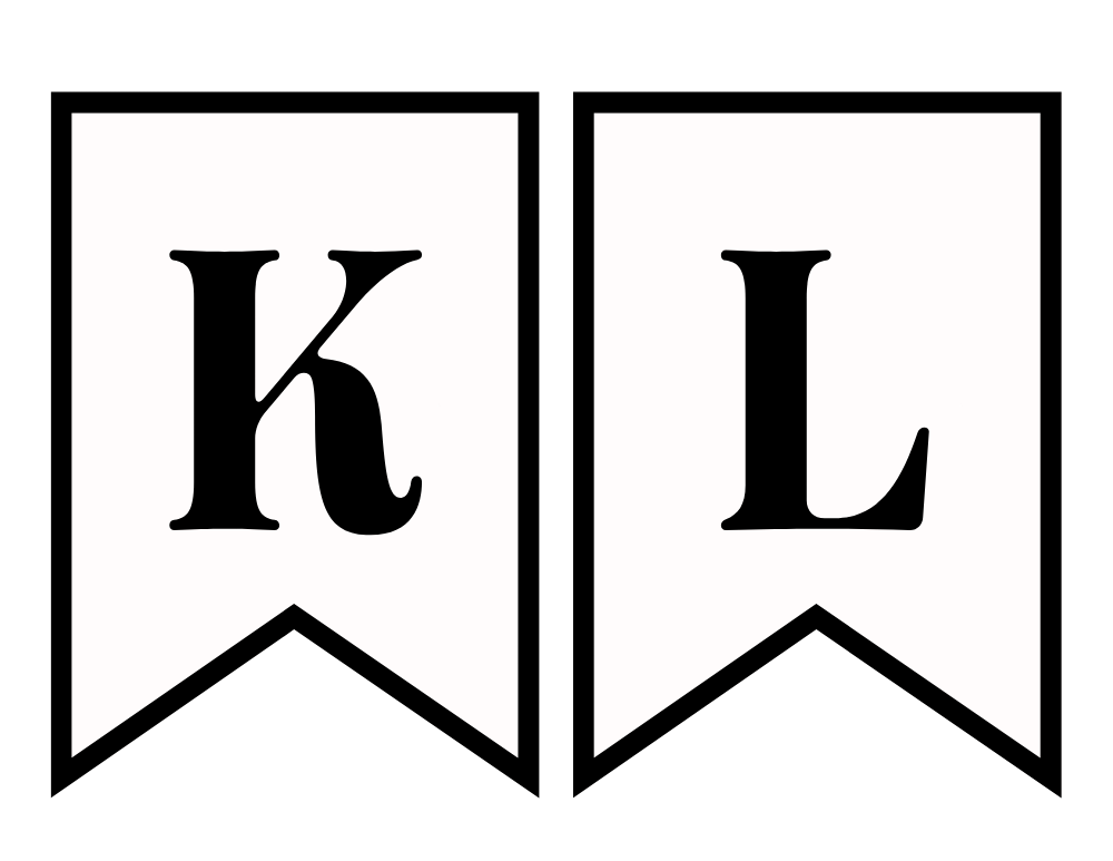 Free Printable Black And White Banner Letter K L