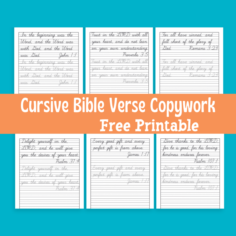 Cursive Bible Verse Copywork Free Printable Handwriting Practice