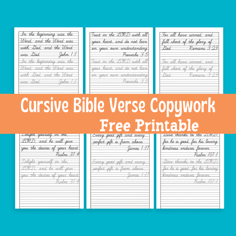 Cursive Bible Verse Copywork Free Printable Handwriting Practice