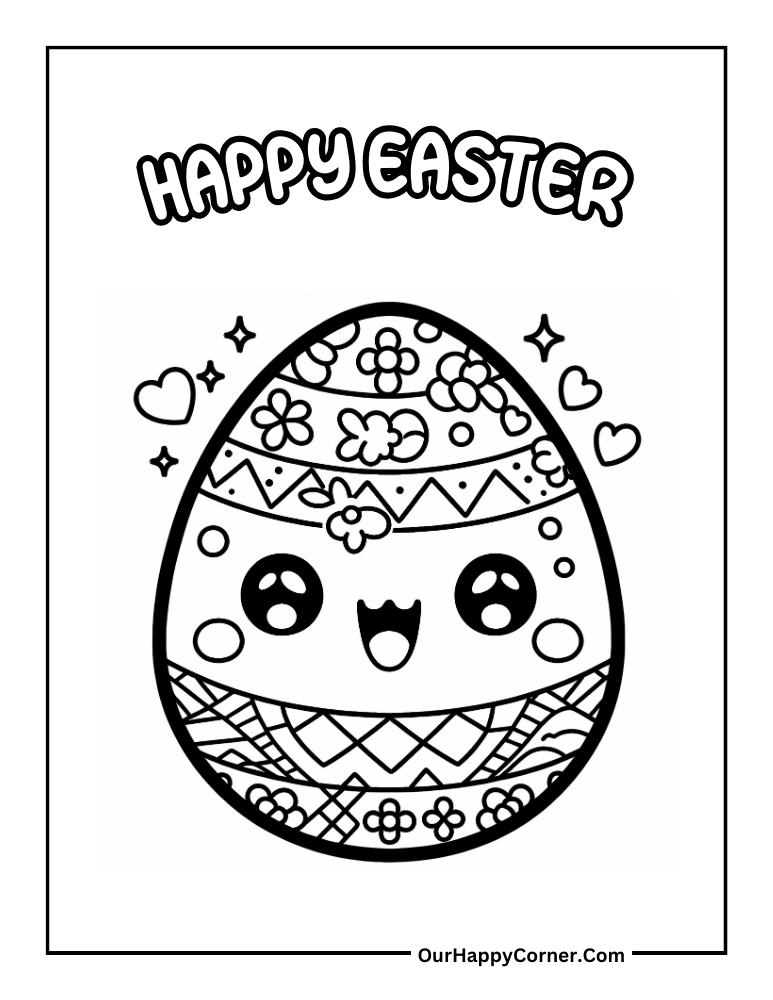 Egg Coloring Pages Kawaii Style