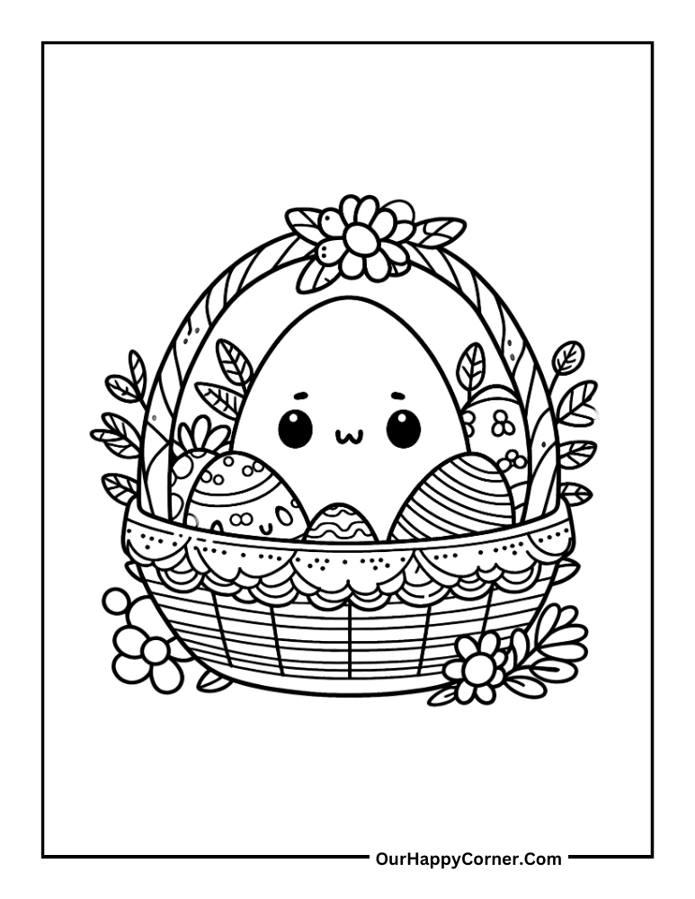 Eggs in Basket Coloring Page