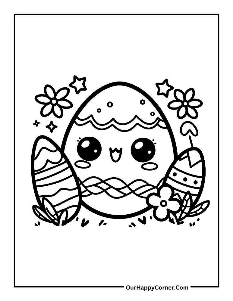 Easter Eggs with Patterns Coloring Page