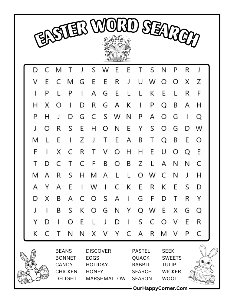 Spring Holiday Word Search for Easter