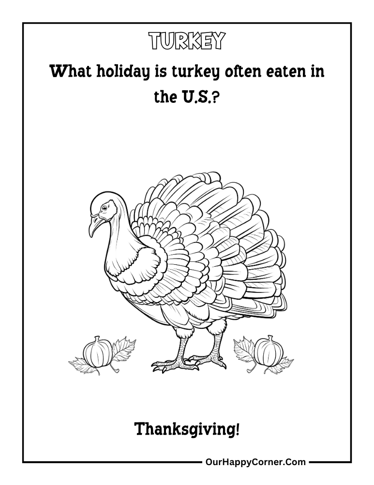 Turkey coloring page