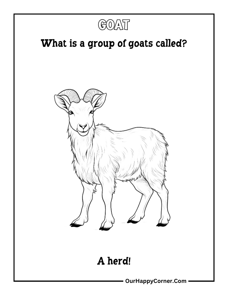 Goat Farm Animal Coloring Page 