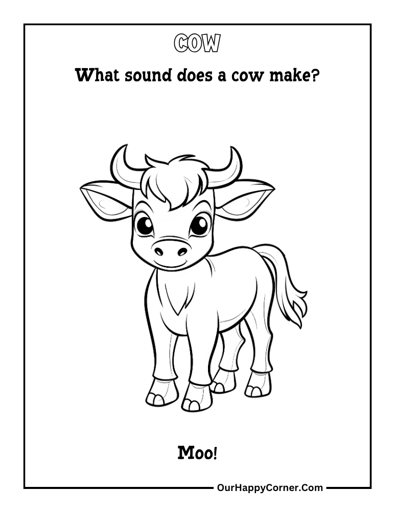 Cow a Farm Animal Coloring Page