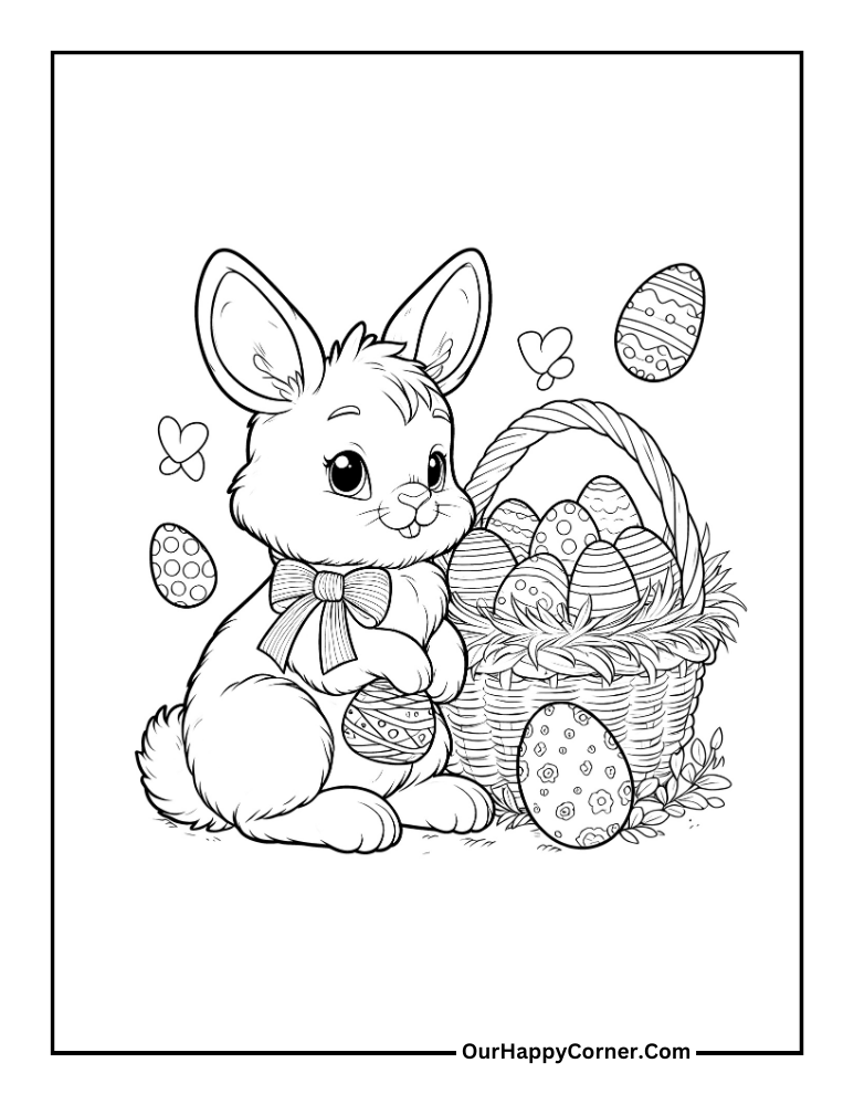 Bunny and Basket filled with Eggs