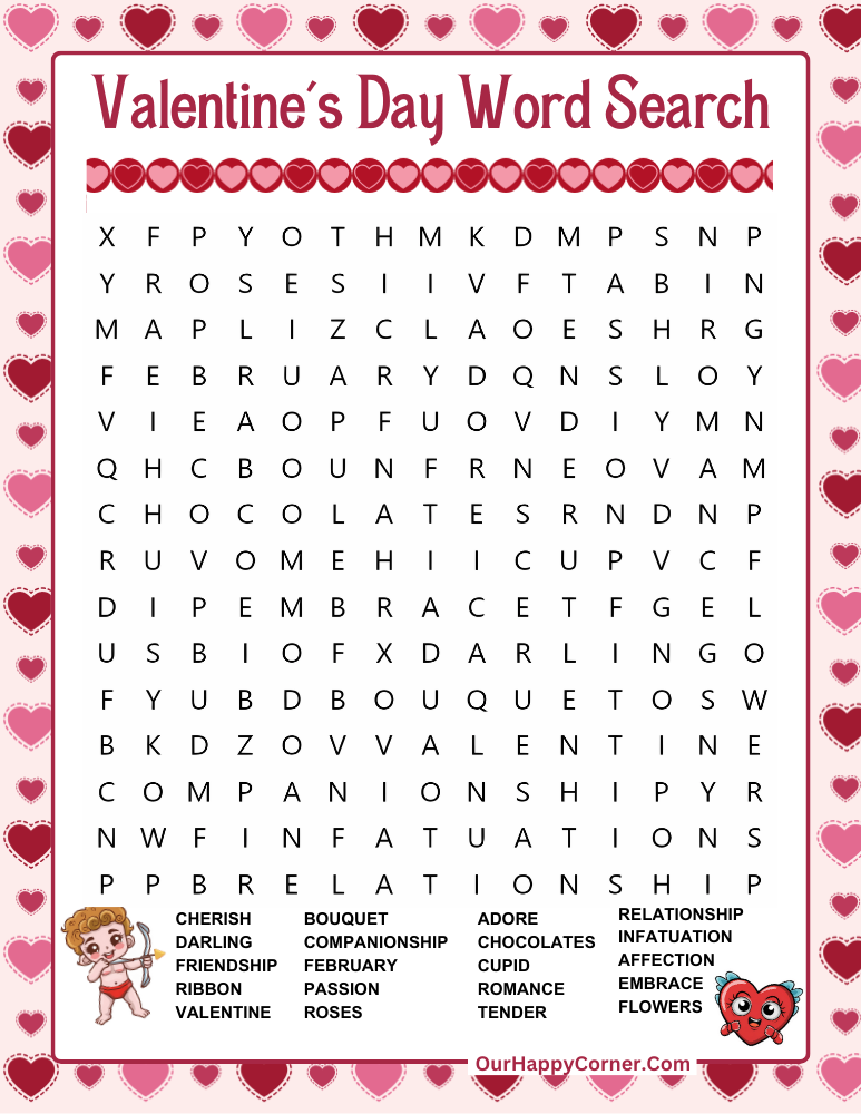 Free Printable Valentine's Day Word Search