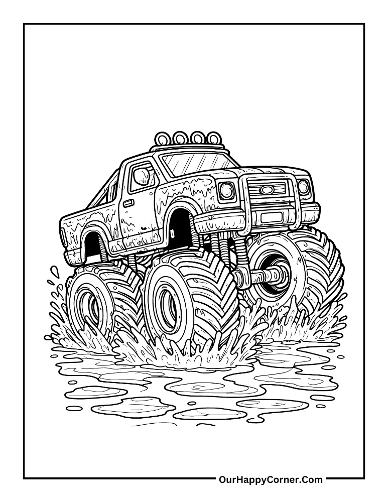 Monster Truck driving through mud