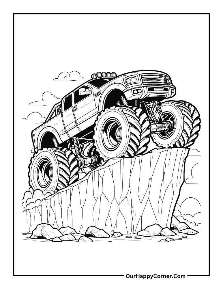Monster Truck stopping on top of a hill