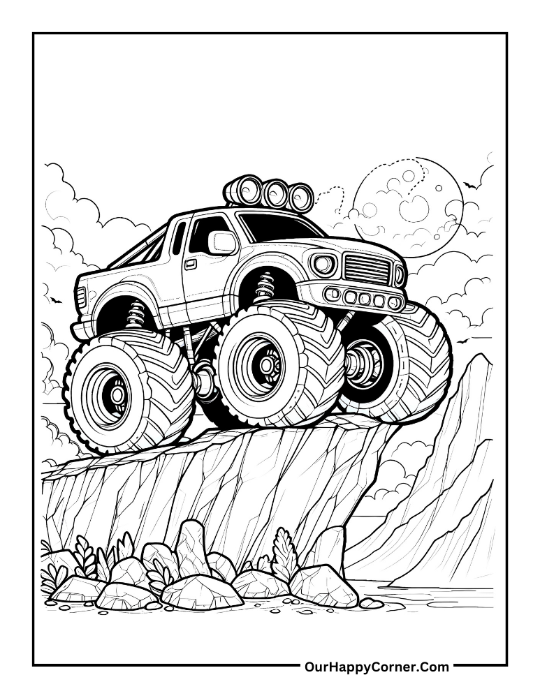 Monster Truck up on a hill