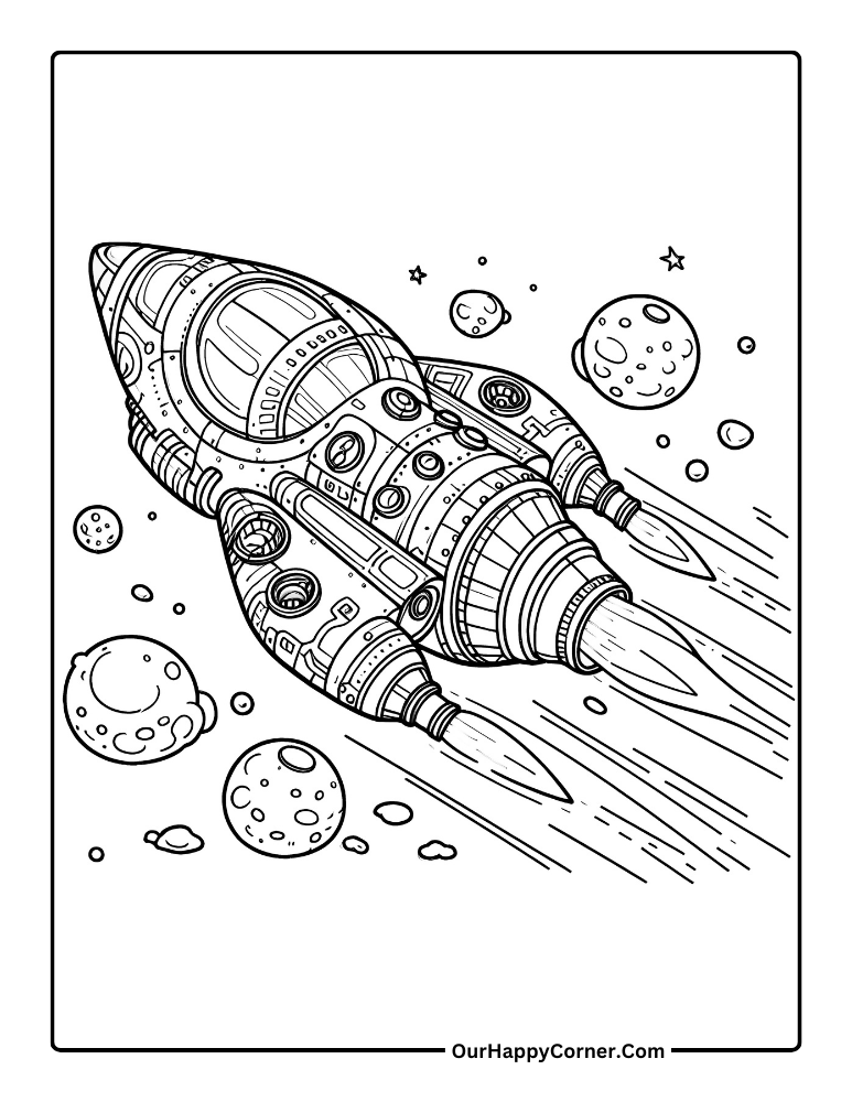 Spacecraft page for coloring