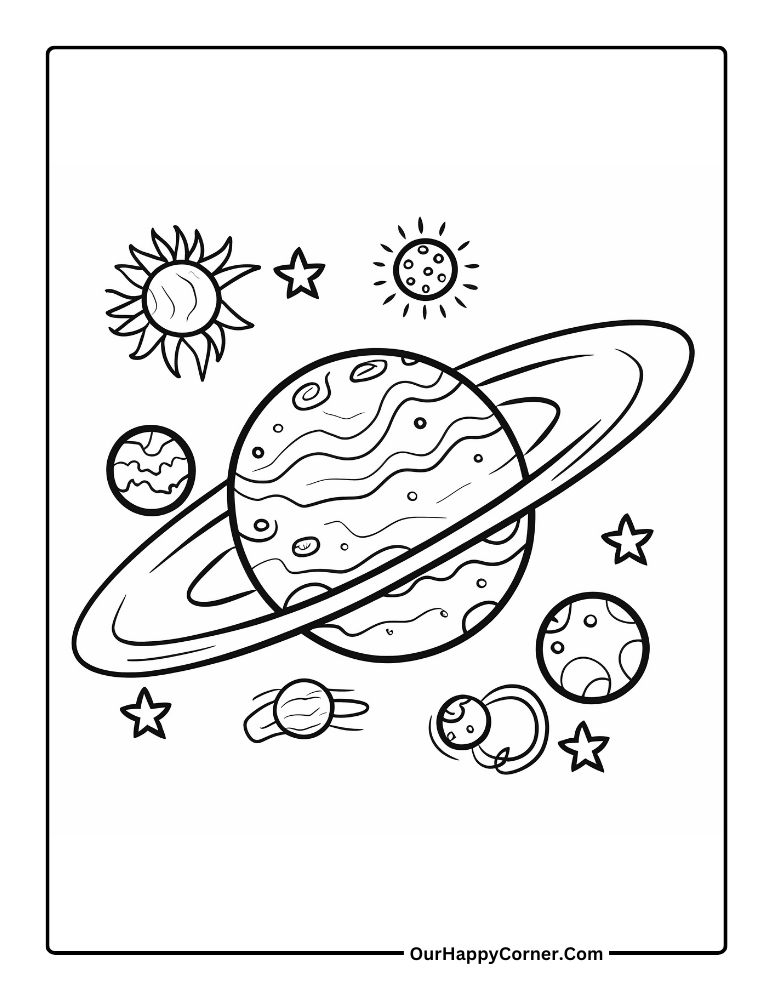 Planets coloring page