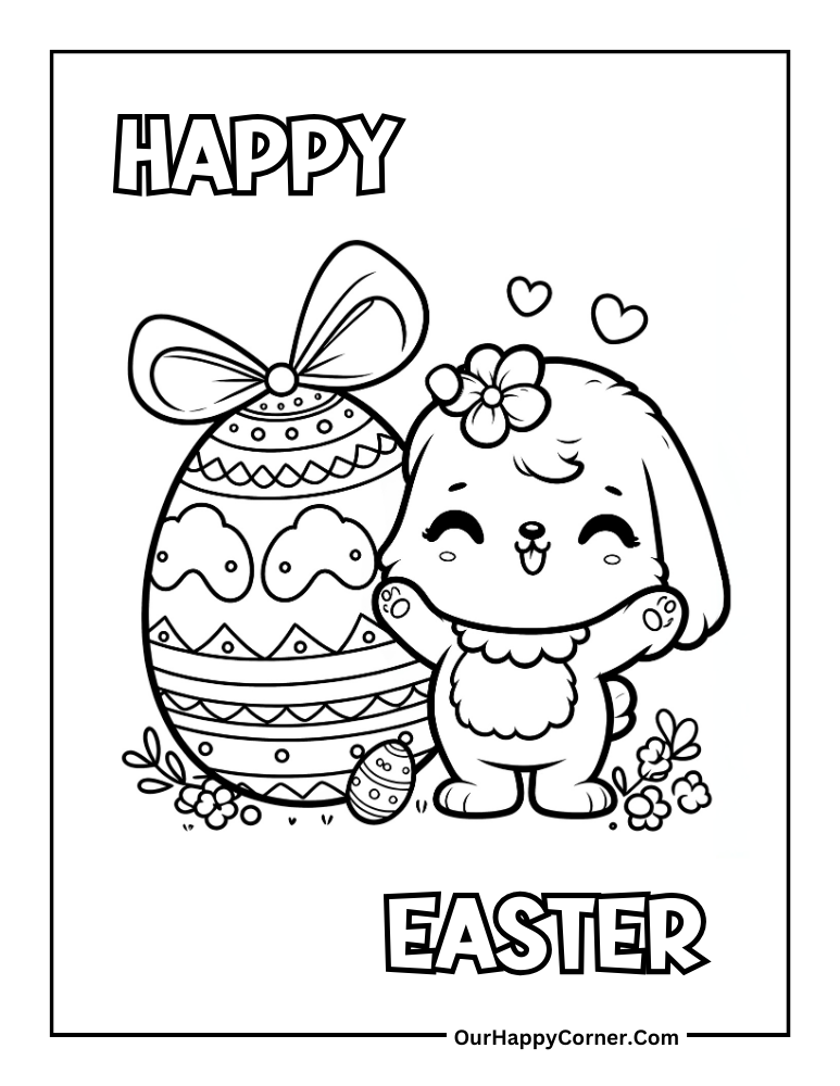 Puppy Easter Egg Coloring Page