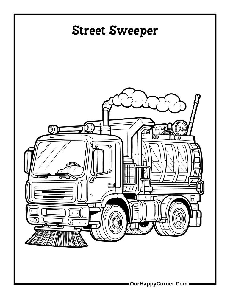 Street Sweeper Coloring Page