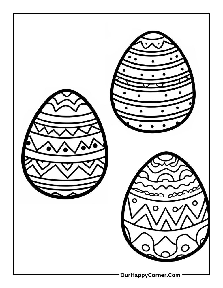 Striped Easter Eggs Coloring Pages