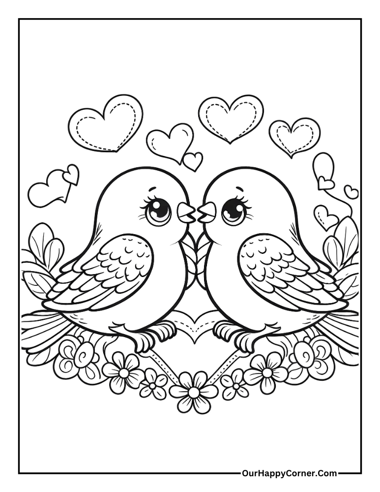 Valentine's Day Birds In Love