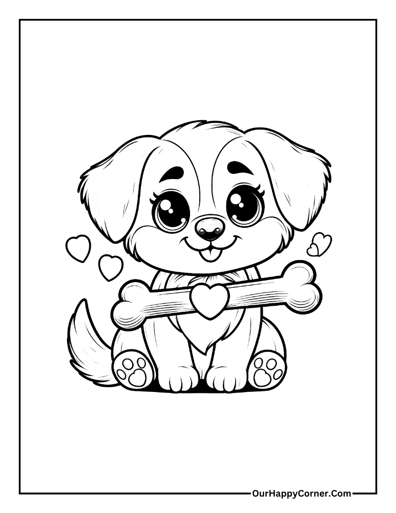 Valentine's Day Coloring Pages Dog