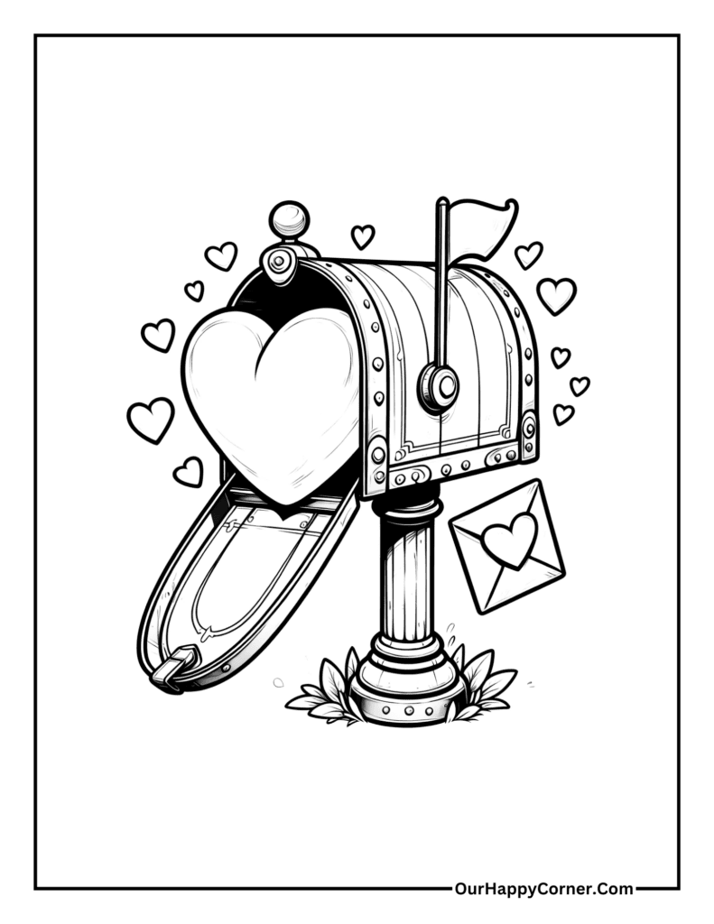 Valentine's Day Coloring Pages Mailbox