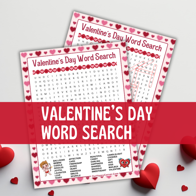 Valentine's Day Word Search Free Printable Puzzle