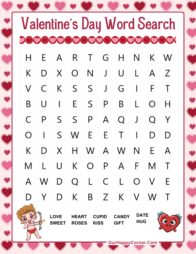 Free Printable Valentine's Day Word Search 