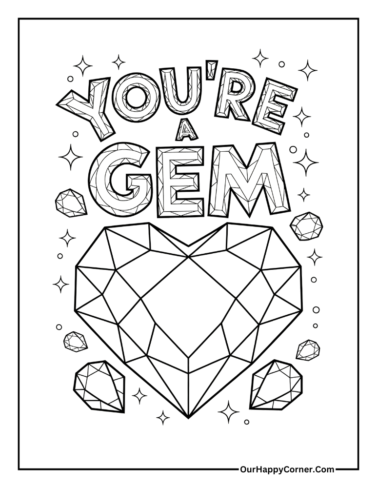 Heart-shaped gem with text 'You're a Gem