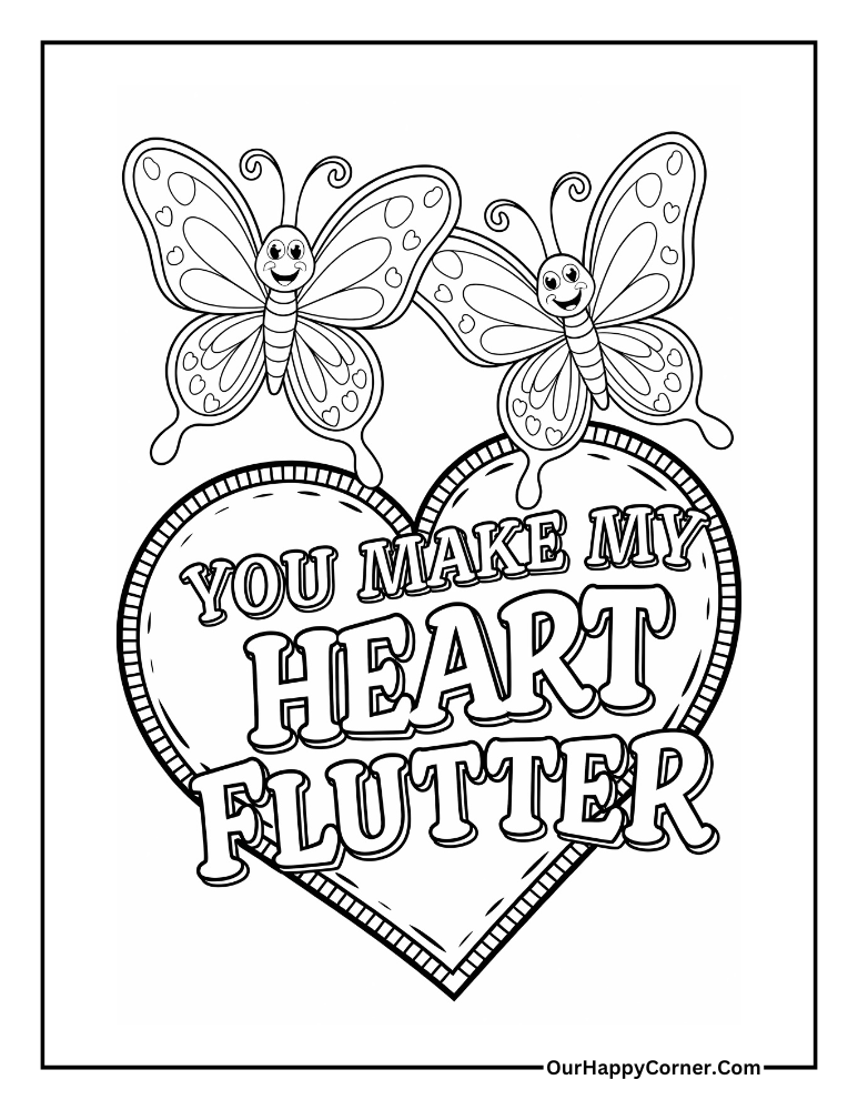 Butterflies with a heart and text 'You Make My Heart Flutter.