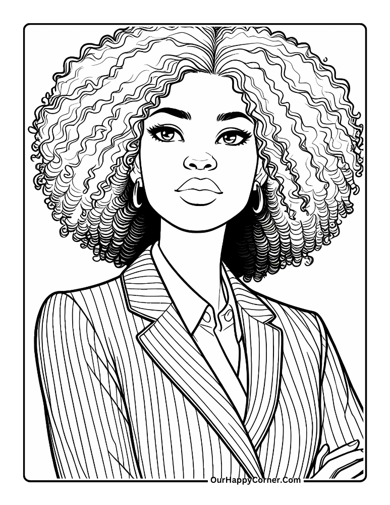 African Woman in Formal Clothing Coloring Page
