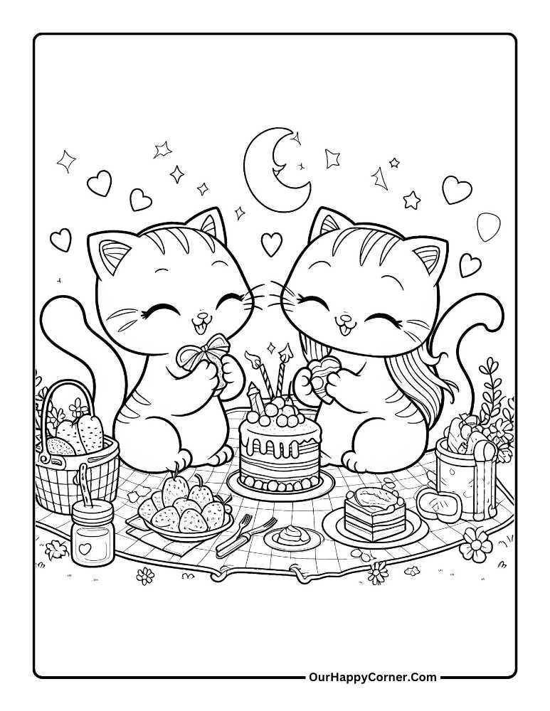 Two cats celebrating a birthday