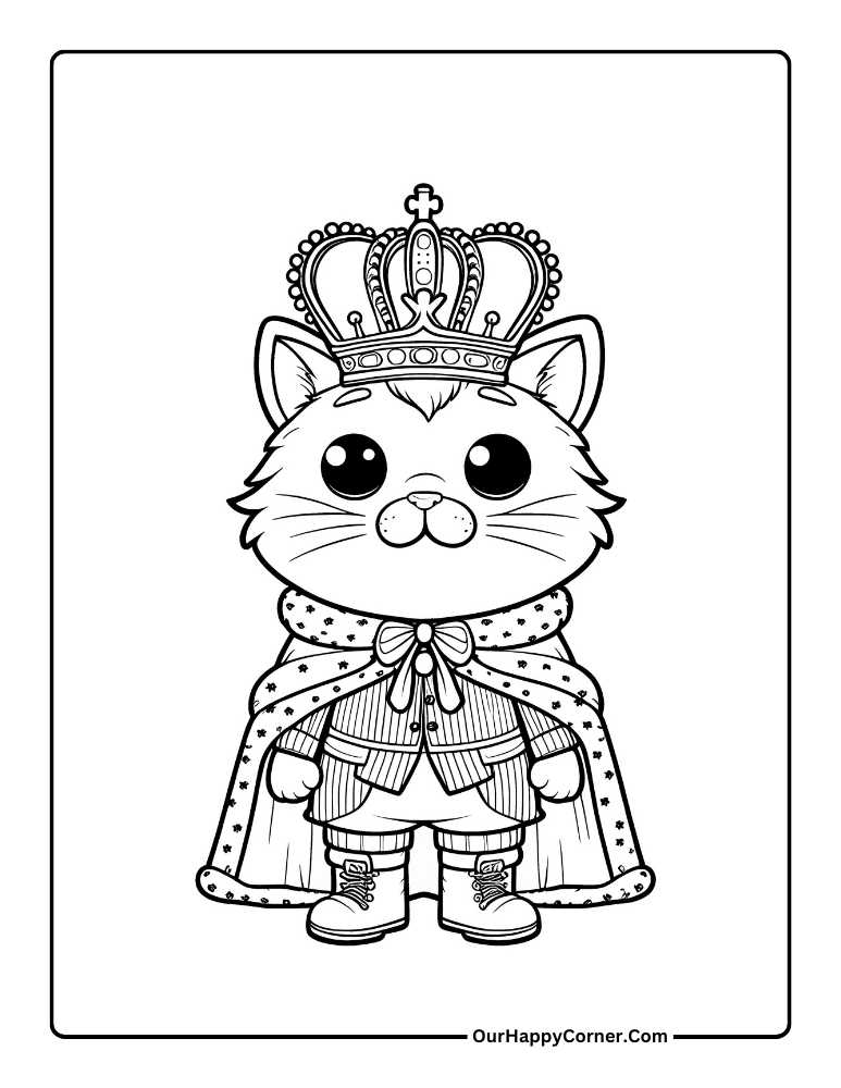 Printable Cat Coloring Pages of a Prince
