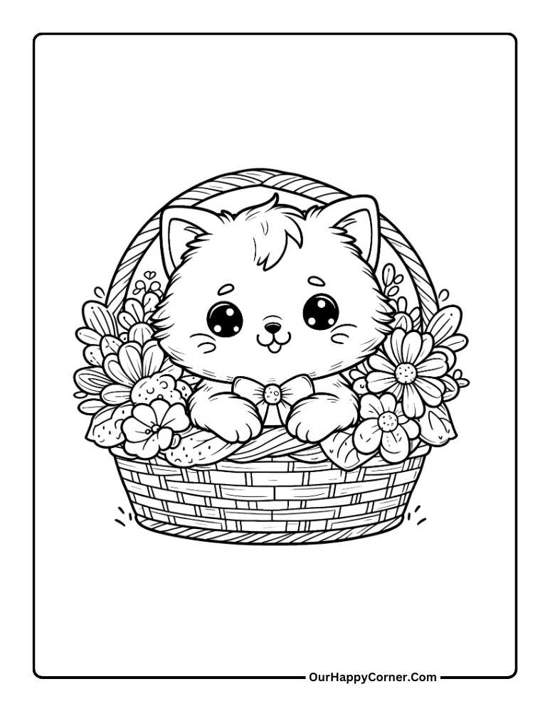Cute cat in basket