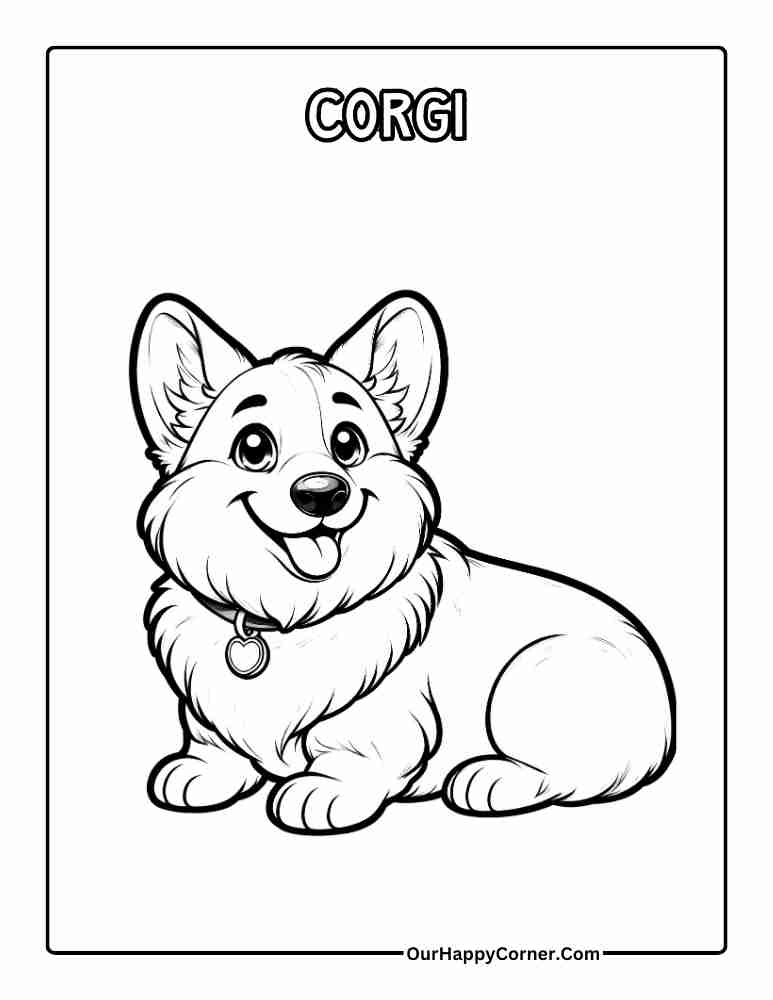 Corgi Coloring Page