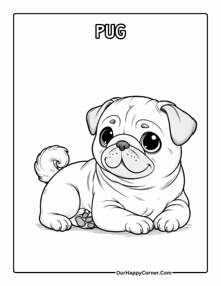 Dog Breed Coloring Page of Pug