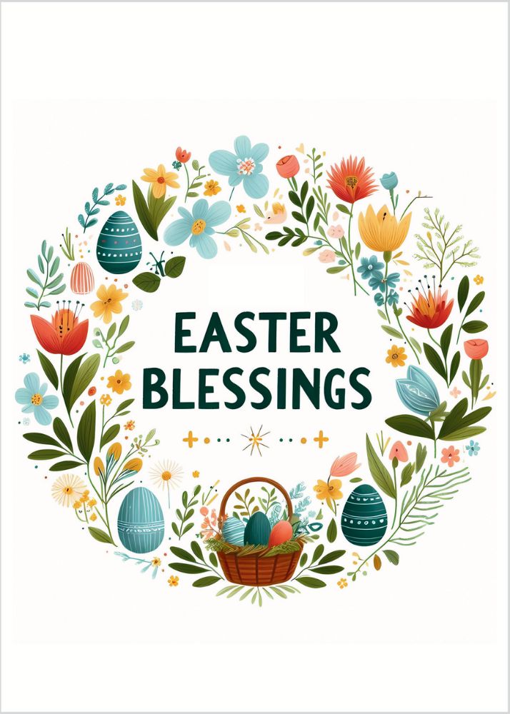 Easter Blessings Wreath Card