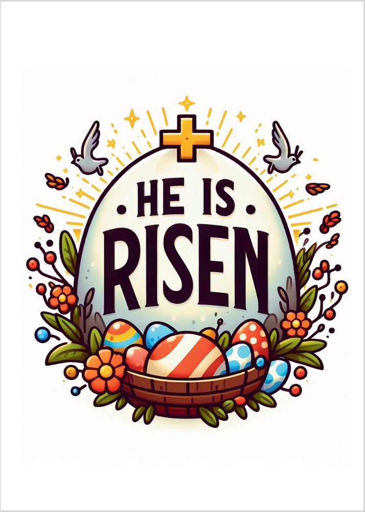 Free Printable Easter Cards with Message He Is Risen