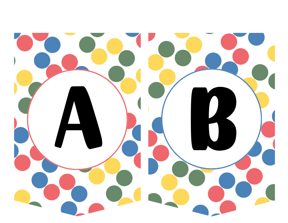 Rainbow Dots Alphabet Banner Letter A B