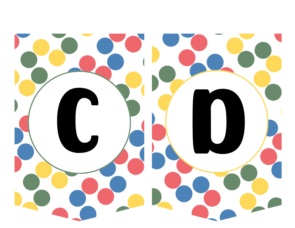 Rainbow Dots Alphabet Banner Letter C D