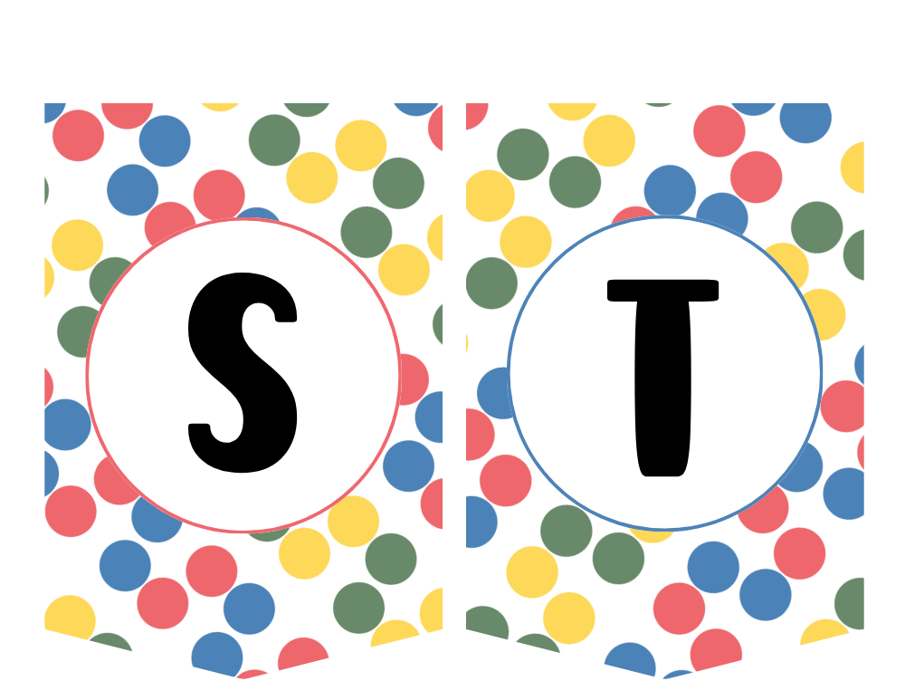 Rainbow Dots Alphabet Banner Letter S T