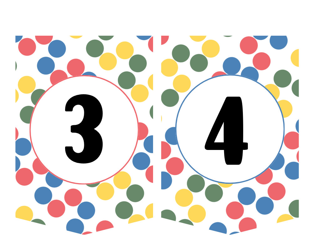 Rainbow Dots Alphabet Banner Number 3 4