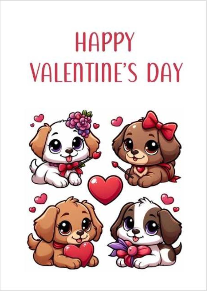 Happy Valentine's Day Card with Puppies