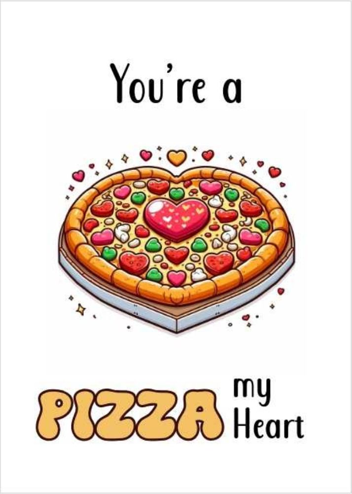 Free Printable Valentine's Day Card of Pizza