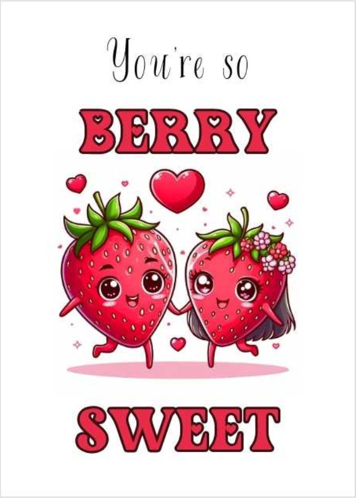 Free Printable Valentine's Day Card of Valentine Strawberries 