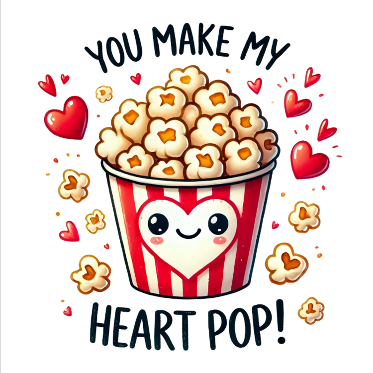 Popcorn bucket with hearts card.

