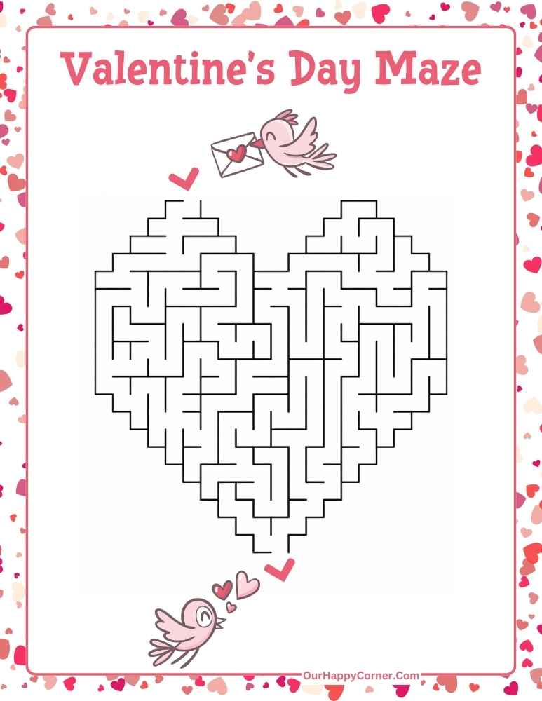 Bird carrying love note maze