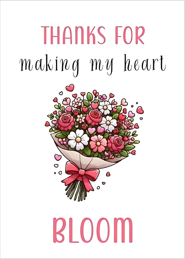 Flower bouquet card with hearts.

