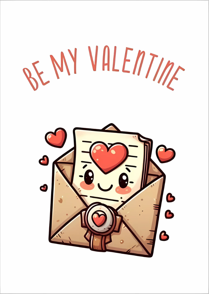 Smiling envelope and letter printable Valentine's Day cards.