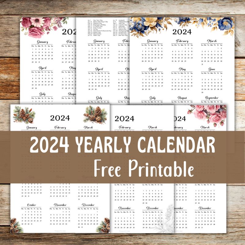 2024 Yearly Calendar Printable