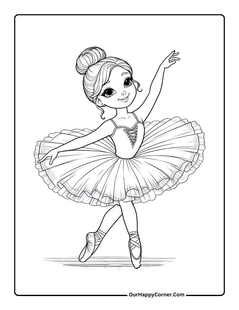 Coloring Page of Ballerina Dancing