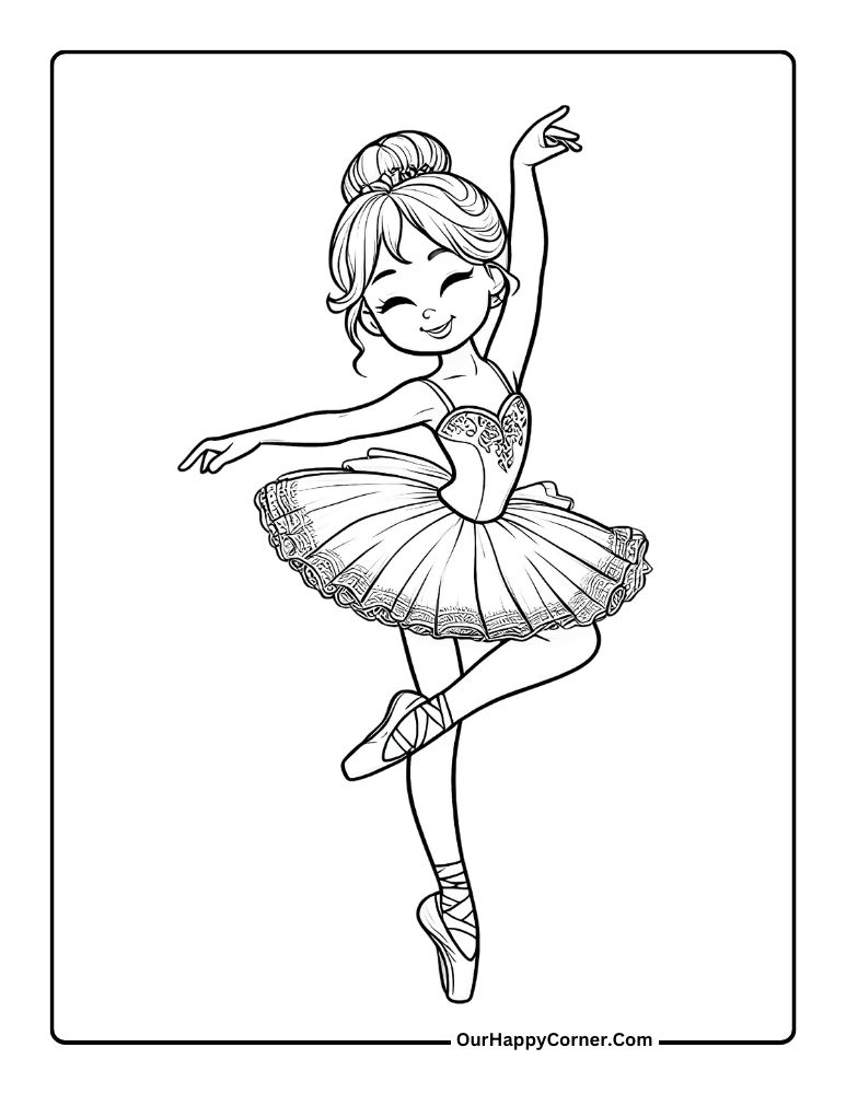 Ballerina Coloring Page of Girl