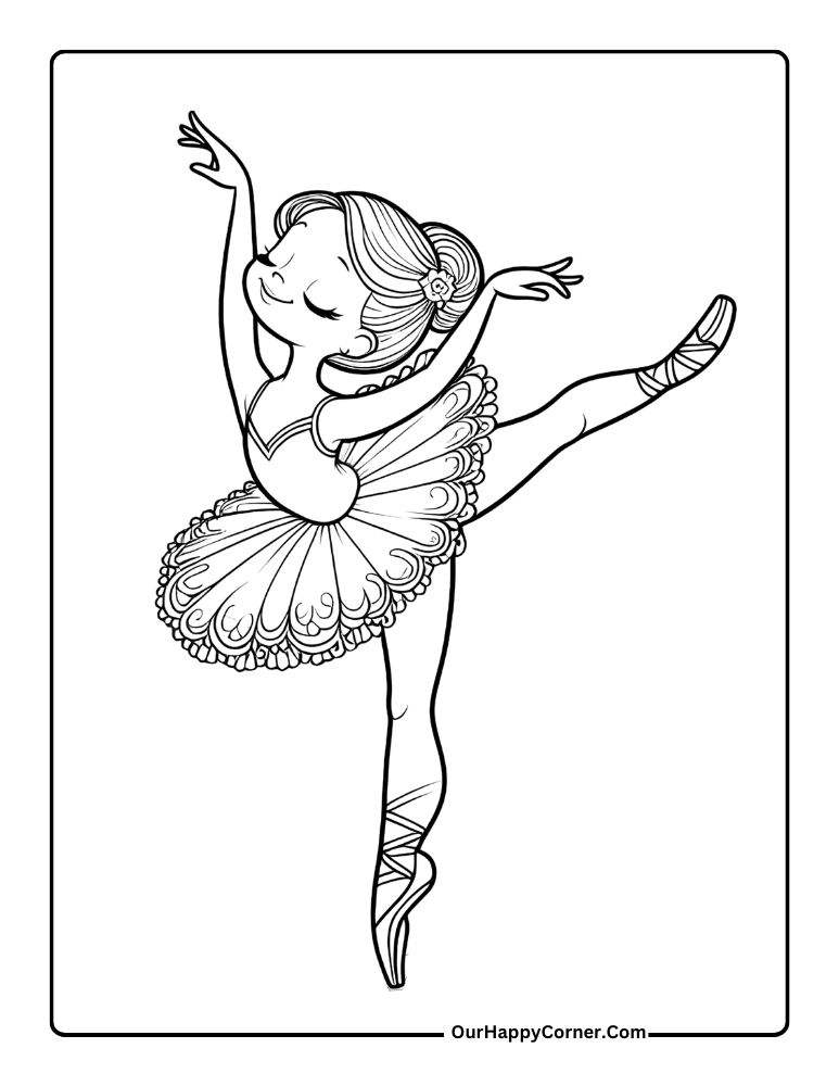 Ballerina Girl Dancing with Arms Up